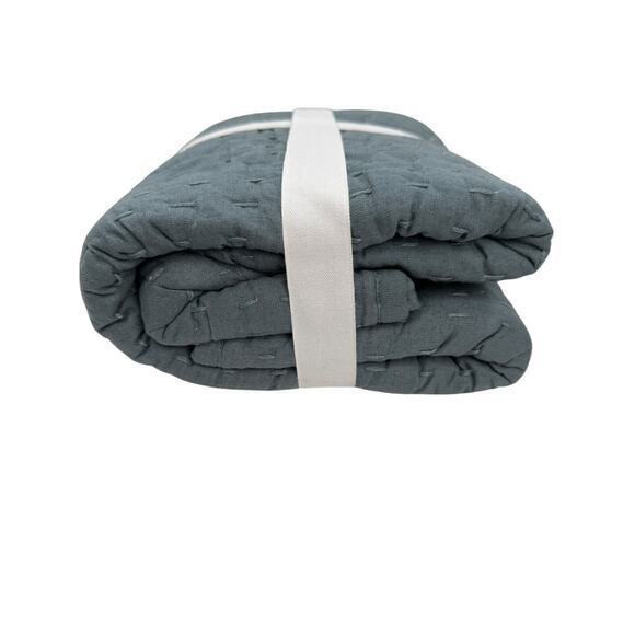 Pottery Barn Pick Stitch Cotton Linen Quilted King Sham‎ Sonoma Blue NEW NWT - Picture 6 of 10